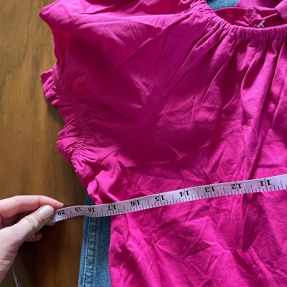 J. Crew Hot Pink Puff Sleeve Scoop Neck Top